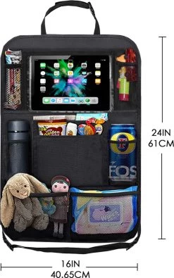 Merkloos Autostoel Organizer – Met Tablethouder – Stevig - Universeel – Zwart -Kinderwagens Kortingswinkel 751x1200 2