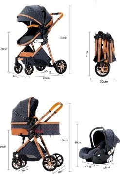 Merkloos Kinderwagen 3-in-1 – Luxe Kinderwagen - Buggy – Wandelwagen - Multifunctioneel – Opklapbaar – Incl Autostoel – Blauw -Kinderwagens Kortingswinkel 831x1200 3