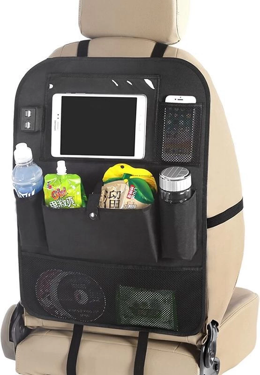 TIKKENS® Auto Organizer Met USB Oplaadpunten Stoel - Tablet Houder - Zwart - - Universeel - Autostoel Beschermer Voor Baby En Kinderen 7 TIKKENS® Auto Organizer Met USB Oplaadpunten Stoel - Tablet Houder - Zwart - - Universeel - Autostoel Beschermer Voor Baby En Kinderen - Afbeelding 7
