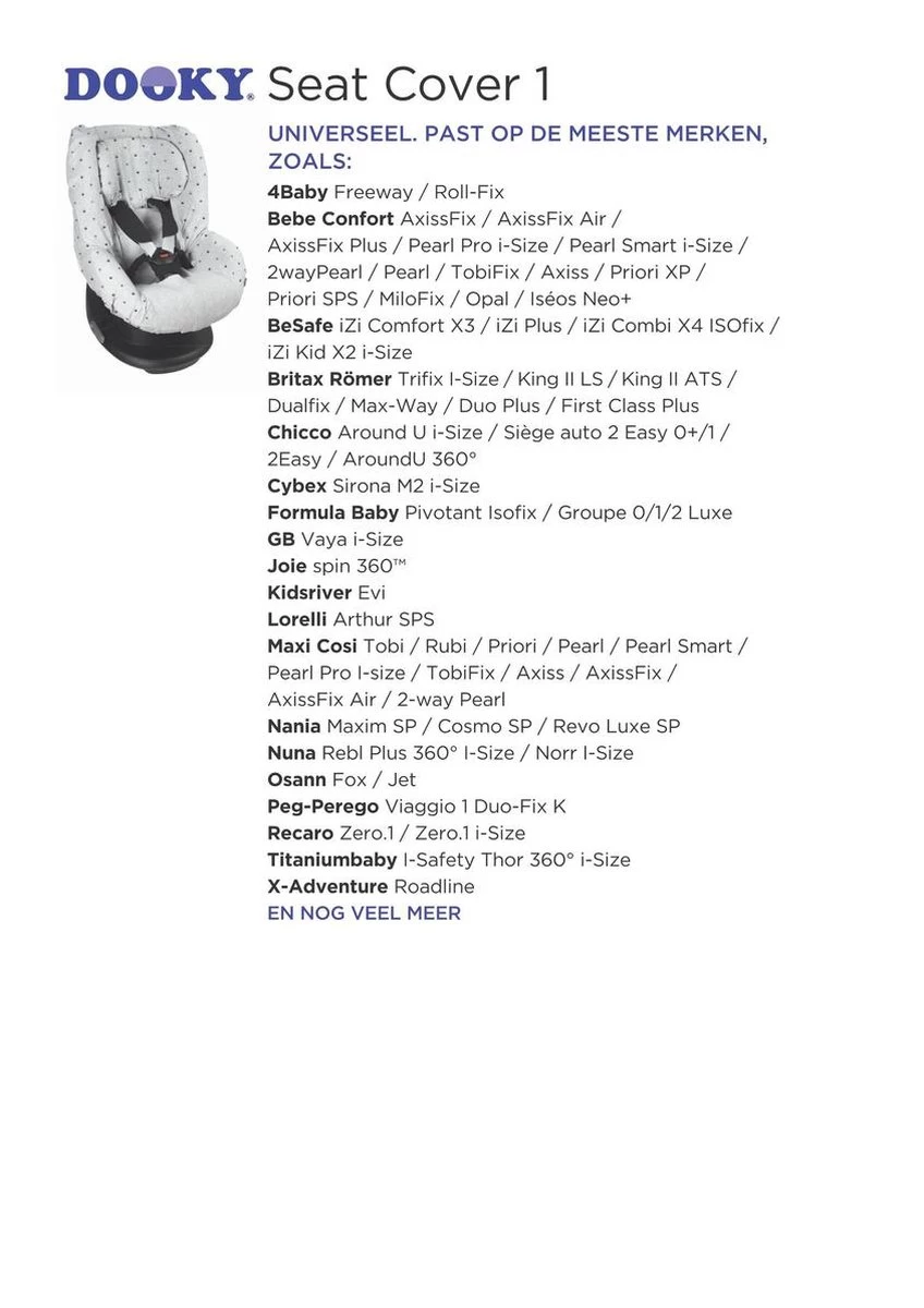 Dooky Seat Cover Groep 1 Autostoel Hoes Light Grey Crowns 5 Dooky Seat Cover Groep 1 Autostoel Hoes Light Grey Crowns - Afbeelding 5