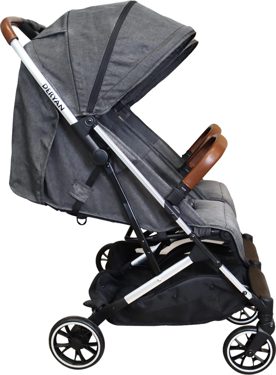 Deryan Luxe Rolo X2 Dubbele Buggy - Duo Buggy - Grijs 2 Deryan Luxe Rolo X2 Dubbele Buggy - Duo Buggy - Grijs - Afbeelding 2