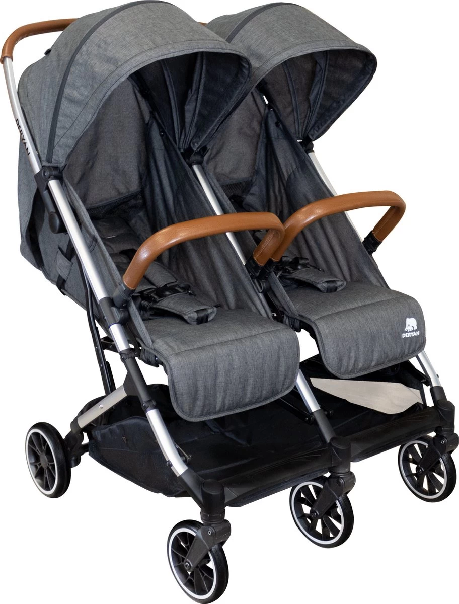 Deryan Luxe Rolo X2 Dubbele Buggy - Duo Buggy - Grijs 10 Deryan Luxe Rolo X2 Dubbele Buggy - Duo Buggy - Grijs - Afbeelding 10